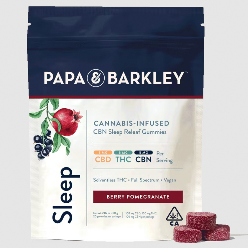 Berry Pomegranate Sleep [20pk] (100mg CBD/100mg THC/100mg CBN) by Papa & Barkley