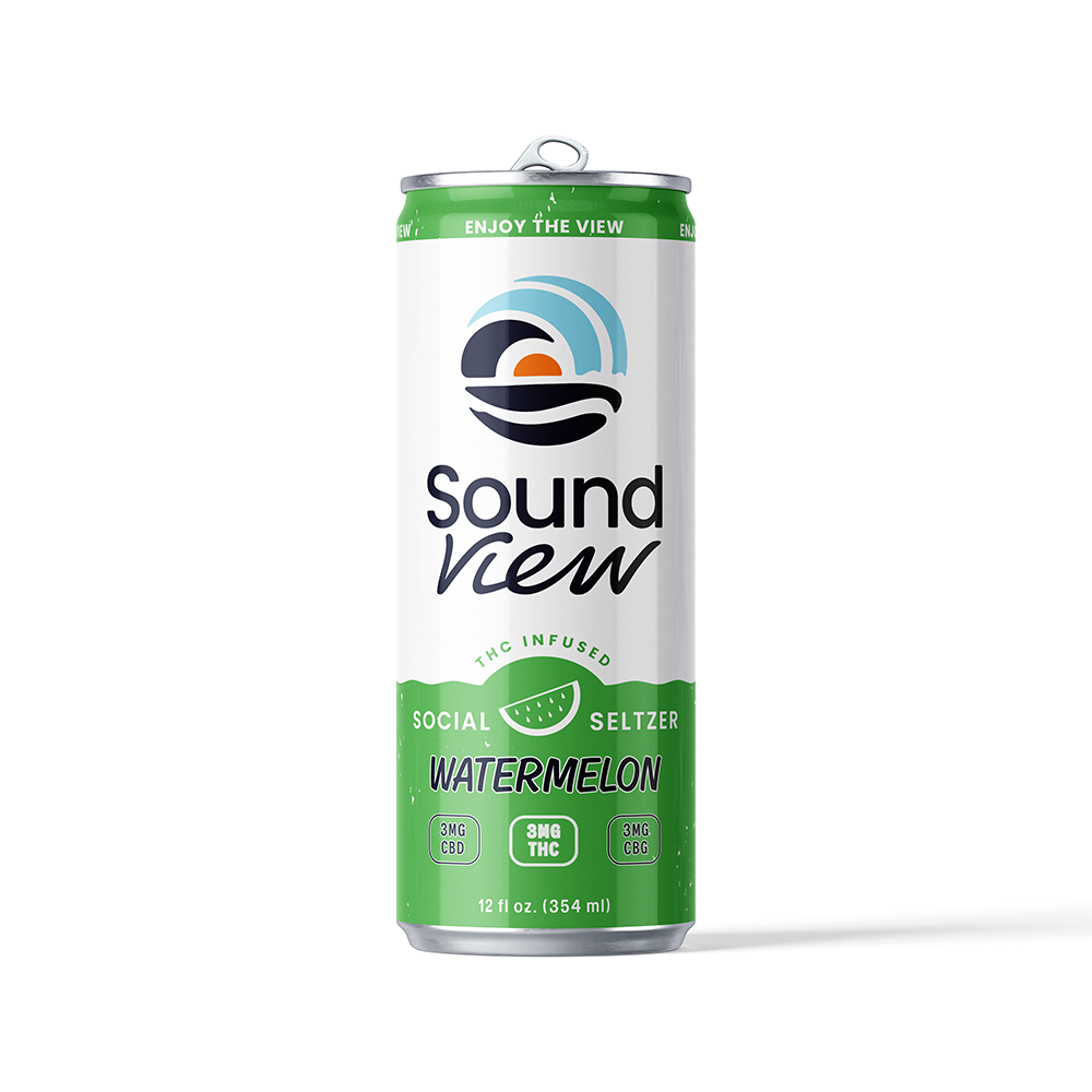 SoundView Watermelon Seltzer [12oz] (3mg THC/3mg CBD/3mg CBG) by SoundView
