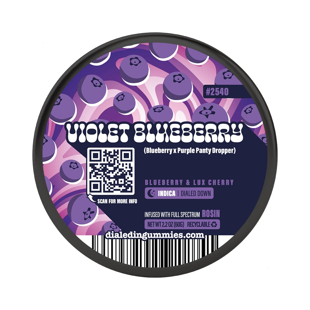 100mg - Violet Blueberry #2540 - Rosin Gummies (10pk) by Dialed In Gummies