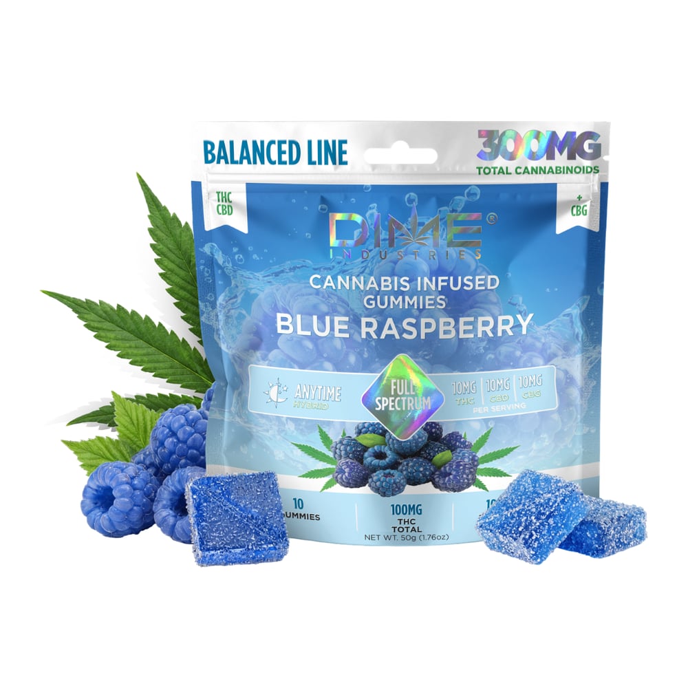 Balanced Line Blue Raspberry CBG Gummies 10ct by Dime Industries