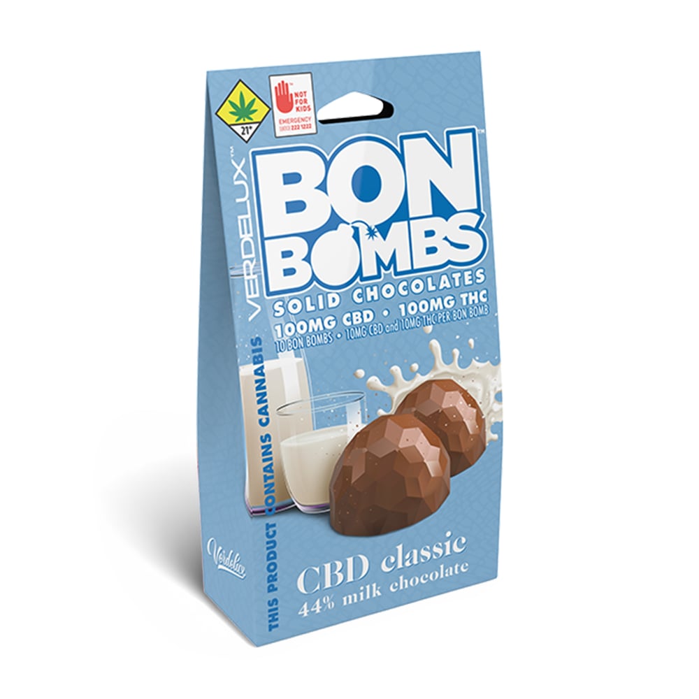 Chocolate BON BOMBS Classic Milk 1:1 (DOHC) Edibles - Royal ACDC x Motor Breath 10pk 100mg CBD | 100mg THC by Verdelux