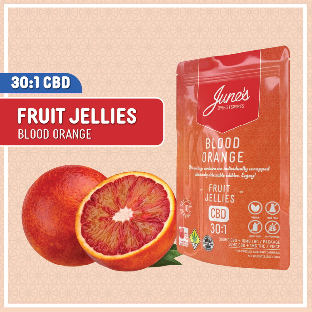 PROMO - June's Sweets & Savories - 30:1 Blood Orange [10pk] (300mg CBD/10mg THC) by PROMO