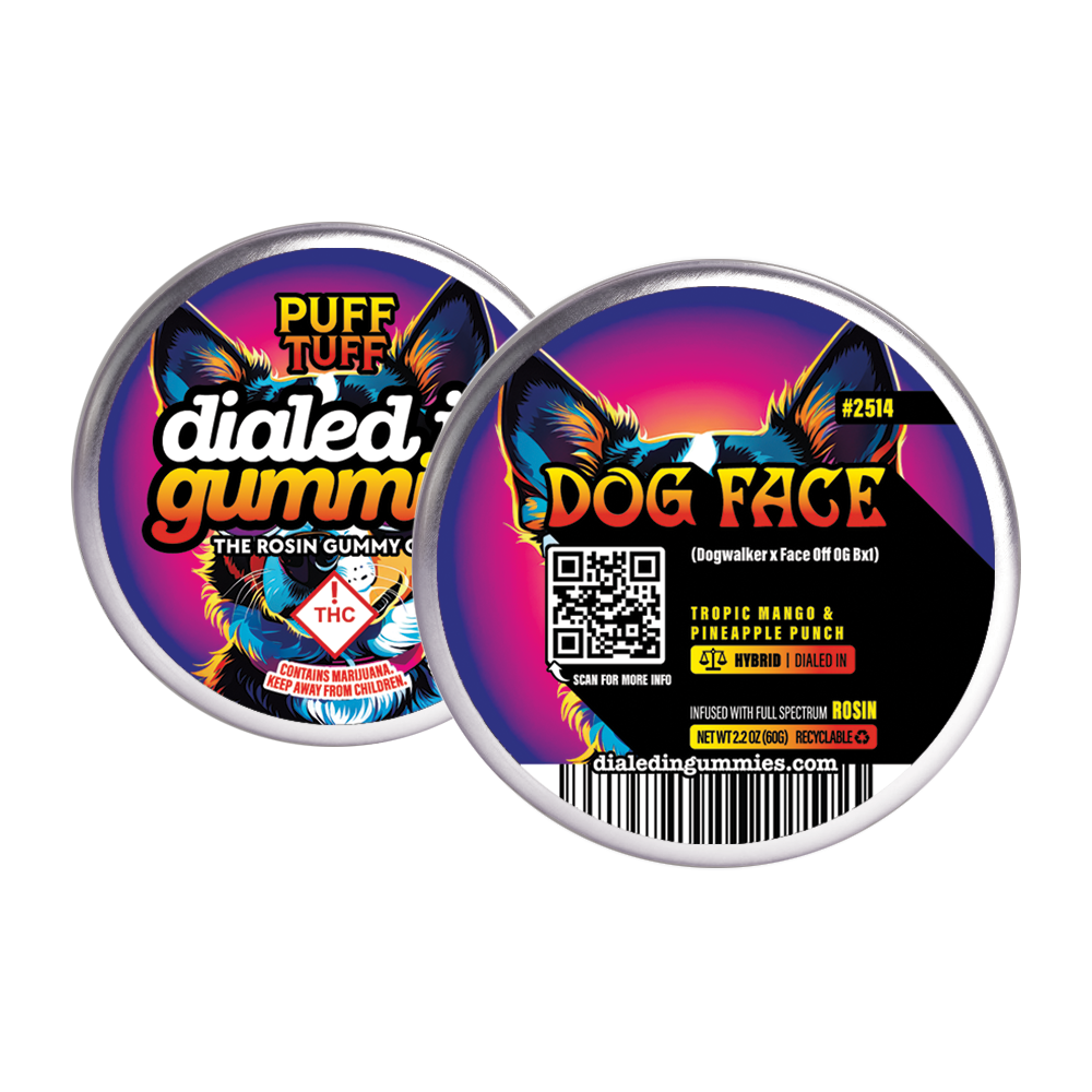 100mg - Dog Face #2514 - Rosin Gummies (10pk) by Dialed In Gummies