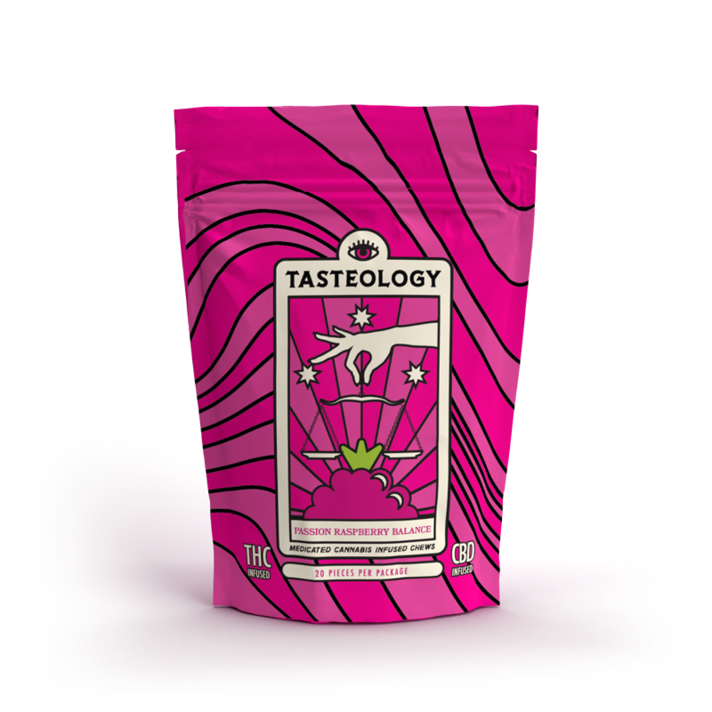 Passion Raspberry Balance [20pk] (123mg CBD/131mg THC) by Tasteology