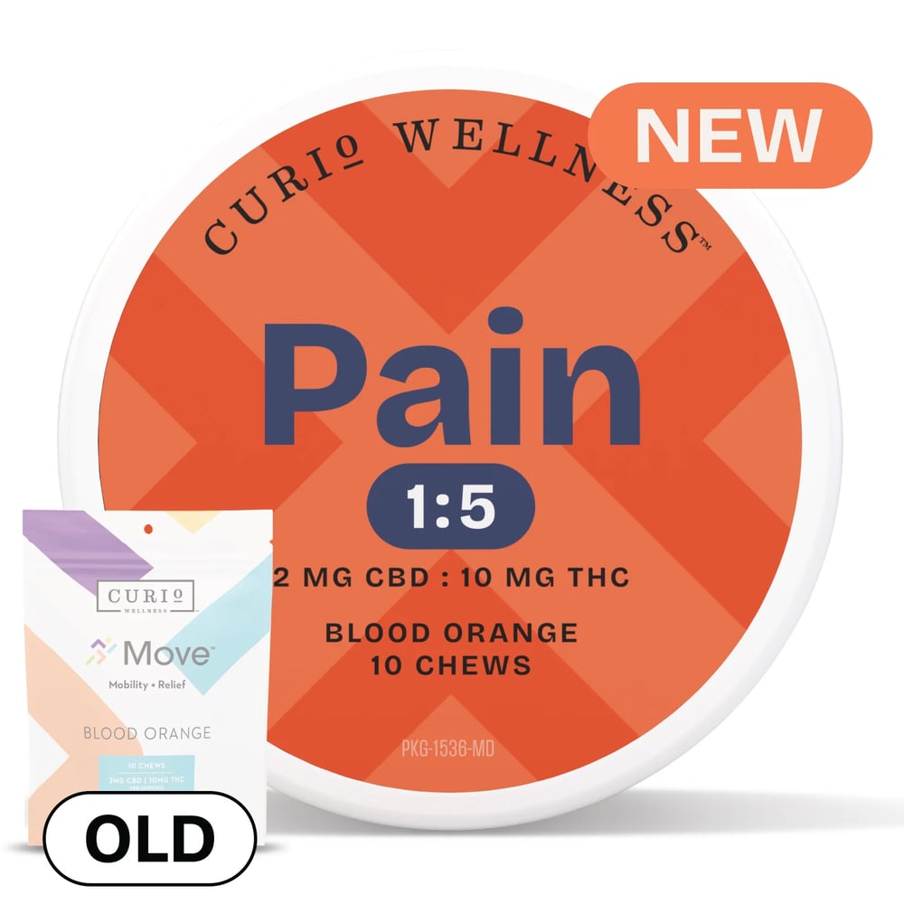 Pain Blood Orange 1:5 Chews [10pk] (20mg CBD/100mg THC) by Curio Wellness
