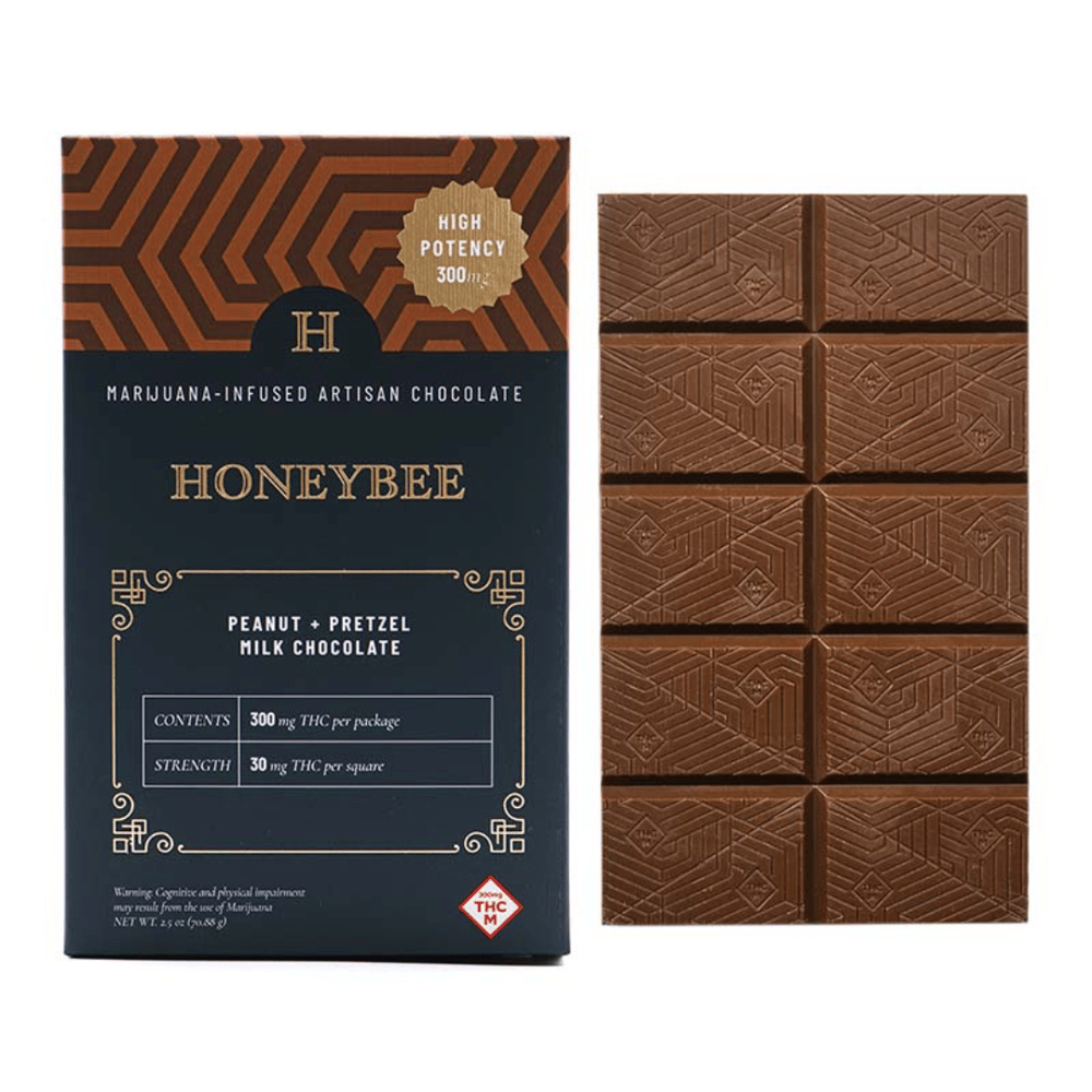 High Potency Peanut + Pretzel Milk Chocolate [10pk] (300mg) by Honeybee