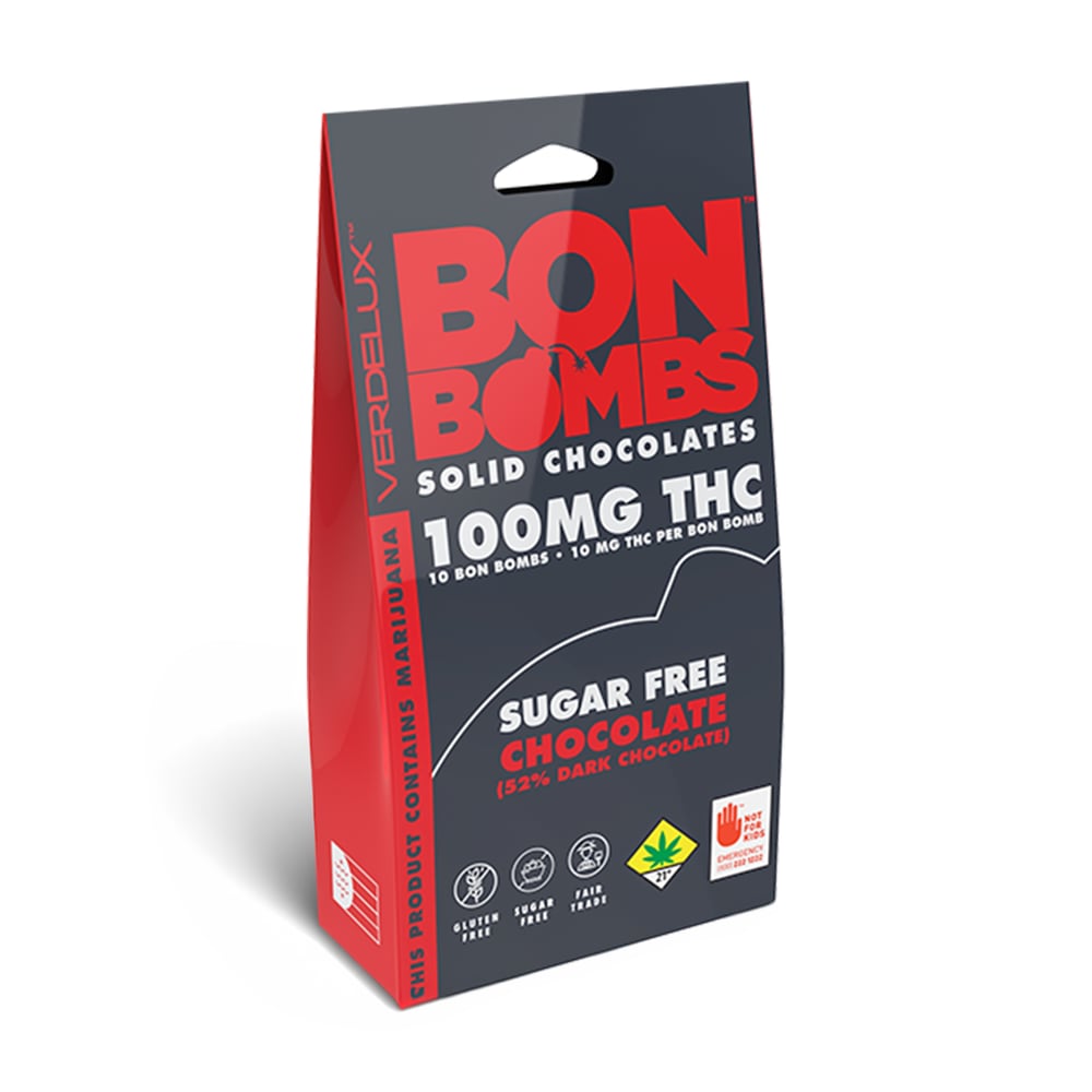 Dark Chocolate BON BOMBS Sugar Free (DOHC) Edibles - 10pk 100mg THC by Verdelux