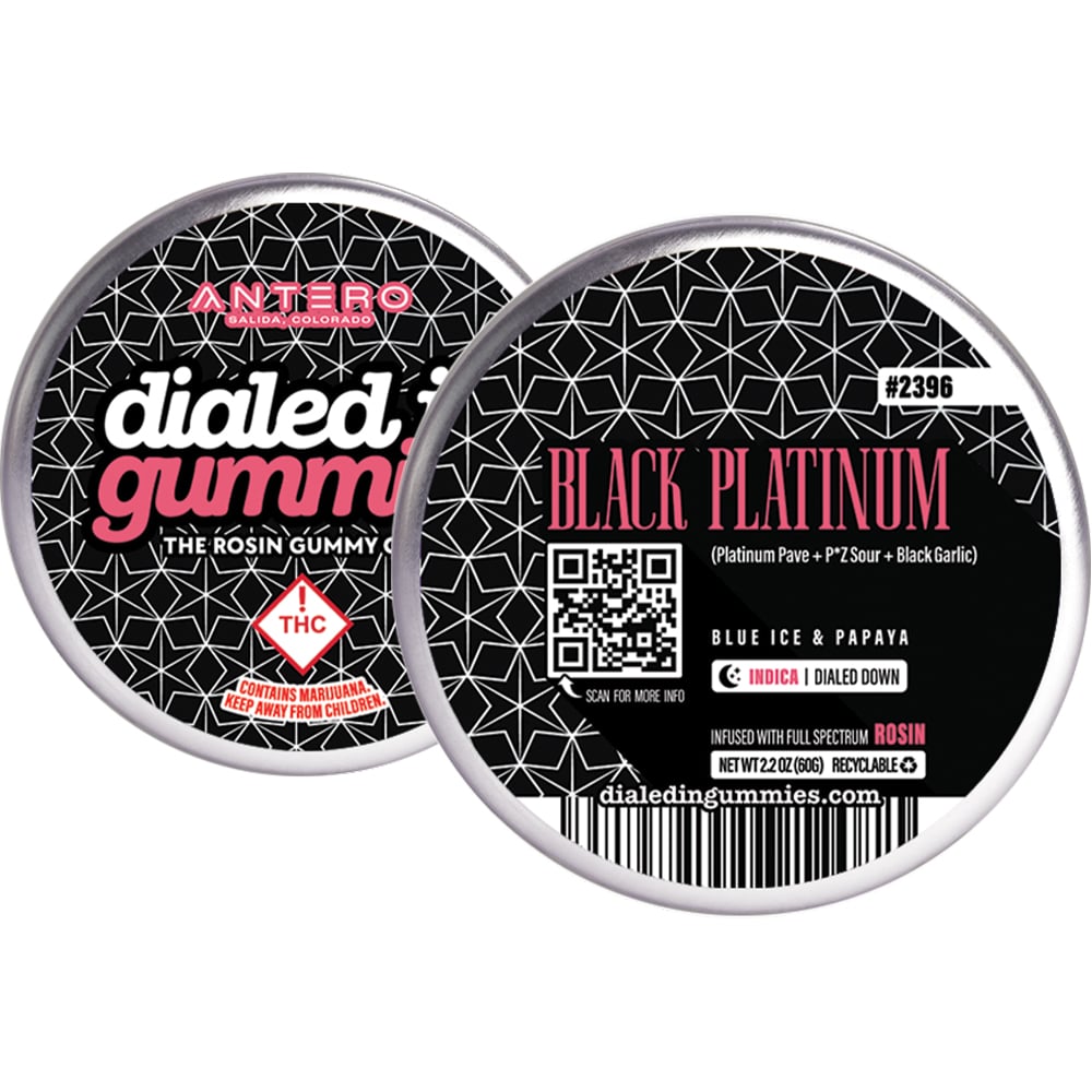 100mg - Black Platinum #2396 - Rosin Gummies (10pk) by Dialed In Gummies