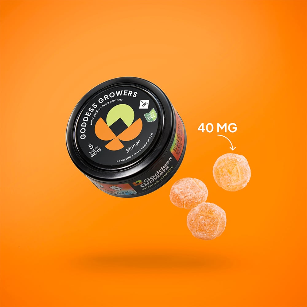 Mango [5pk] (200mg CBD/ 200mg THC) by Goddess Growers