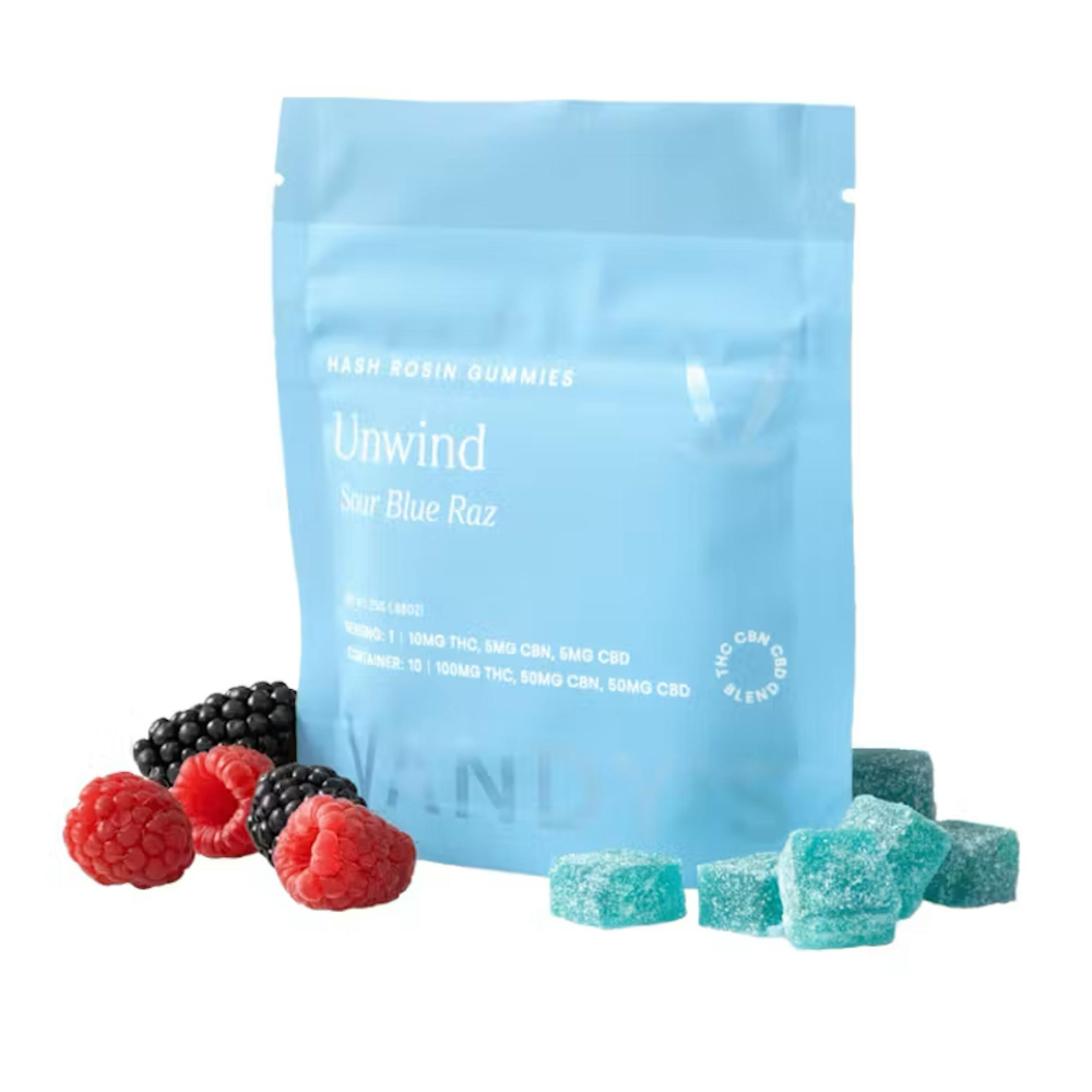 2:1:1 Unwind - Sour Blue Raz [10pk] (100mg THC/50mg CBN/50mg CBD) by Vandy's