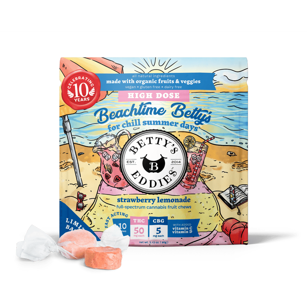 Beachtime Betty's - Strawberry Lemonade [10pk] (500mg THC/50mg CBG) by Betty's Eddies