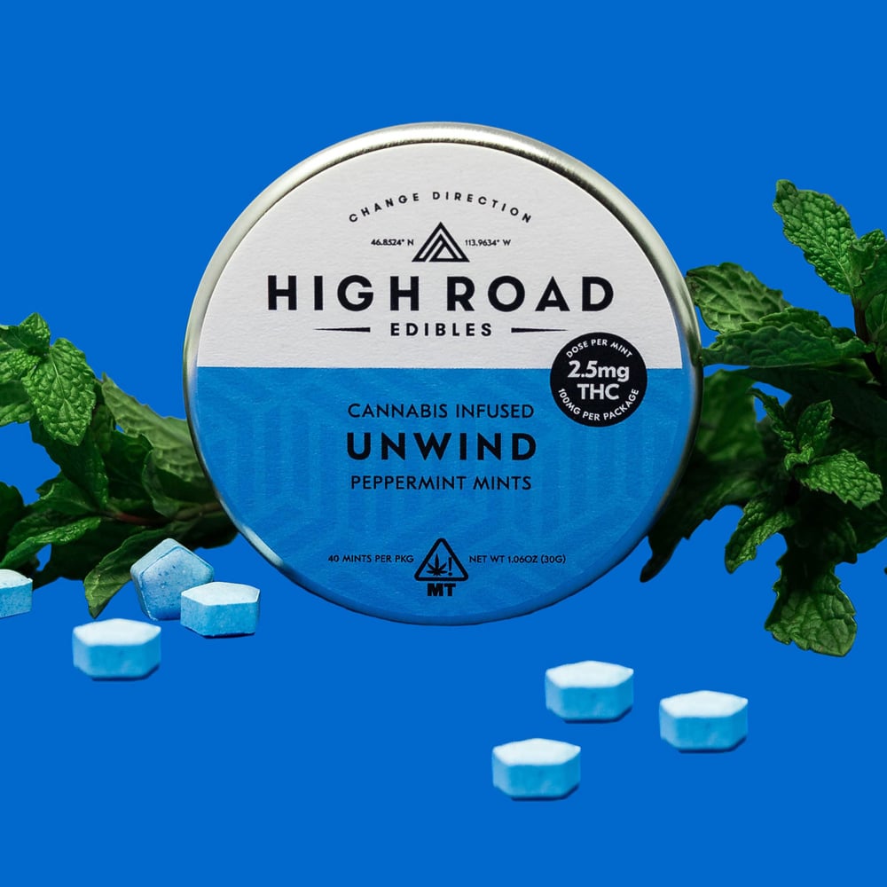 Peppermint Unwind Mints, 100mg 40-pack by High Road Edibles