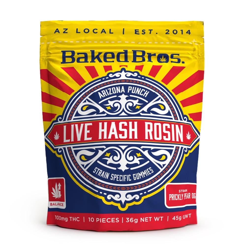 Baked Bros Live Hash Rosin Arizona Punch 100mg Gummies by Baked Bros™