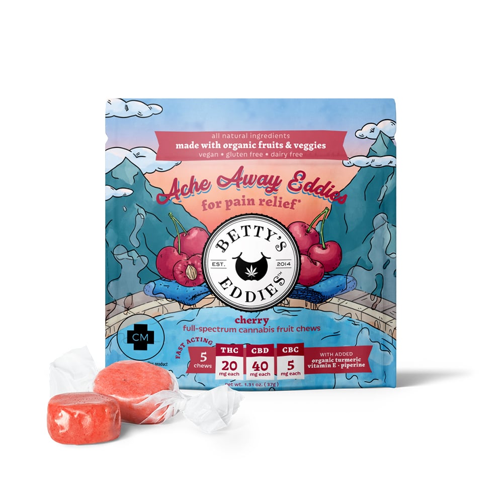 Ache Away Eddies - Cherry [5pk] (100mg THC/200mg CBD/25mg CBC) by Betty's Eddies
