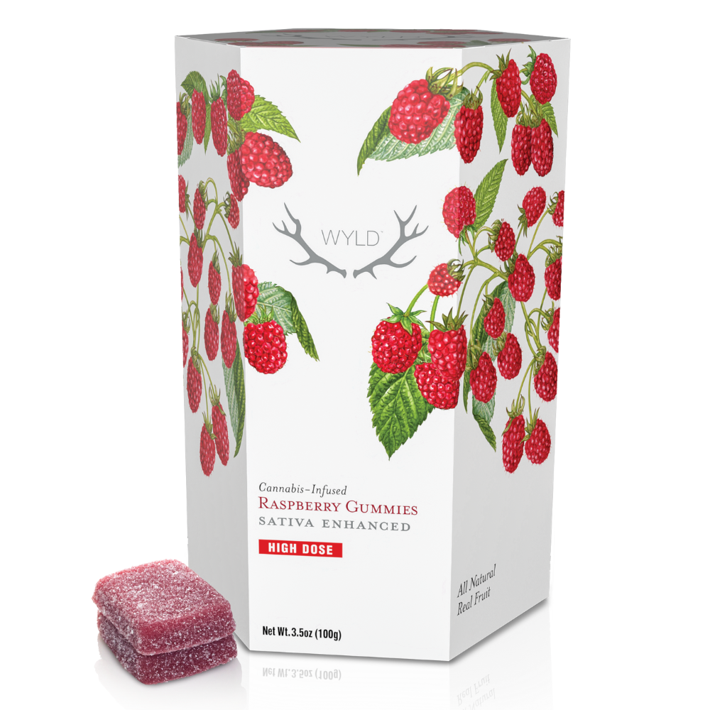 *High Dose* Raspberry Sativa Enhanced Gummies | 1000mg by WYLD in United States