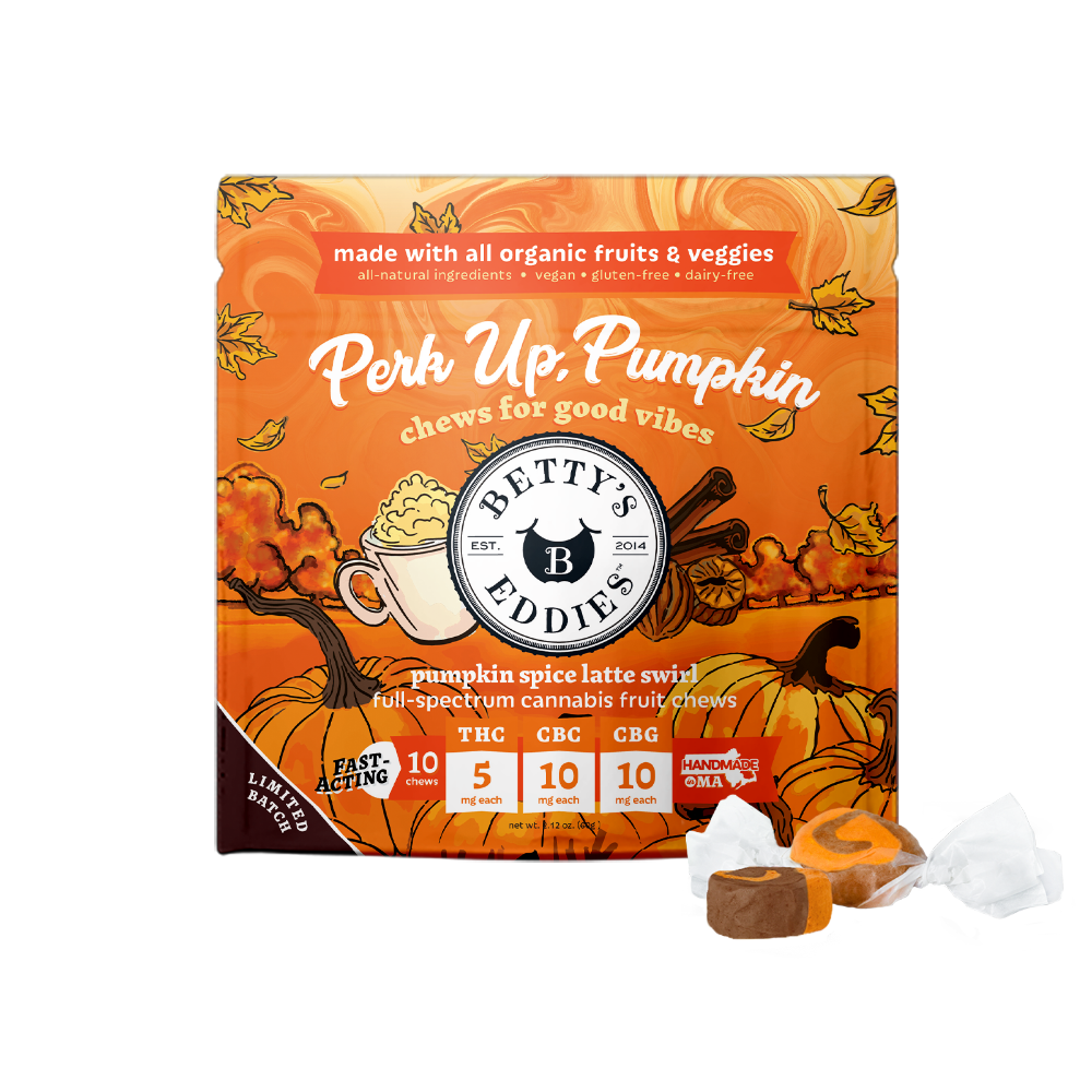 Perk Up, Pumpkin Spice Latte Swirl [10pk] (50mg THC/100mg CBC/100mg CBG) by Betty's Eddies