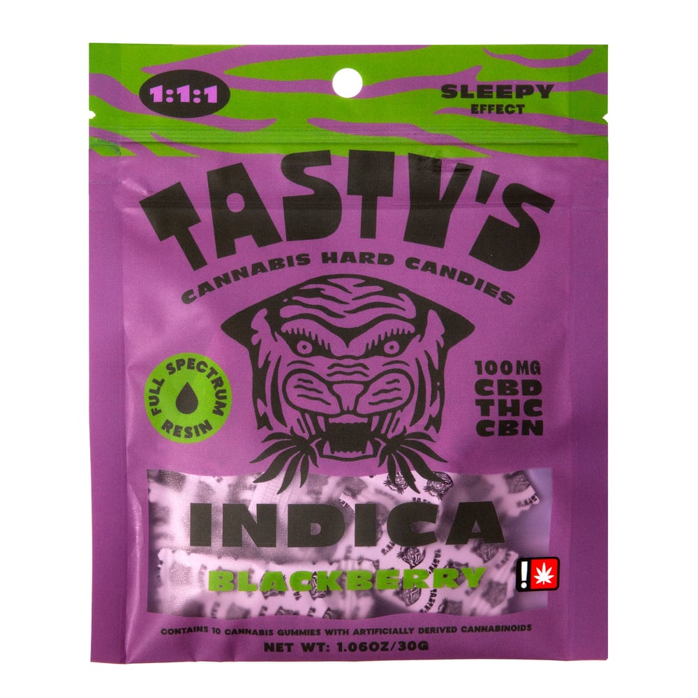 Hard Candy 1:1:1 Sleepy Blackberry [10pk] (100mg CBD/100mg THC/100mg CBN) by Tasty's