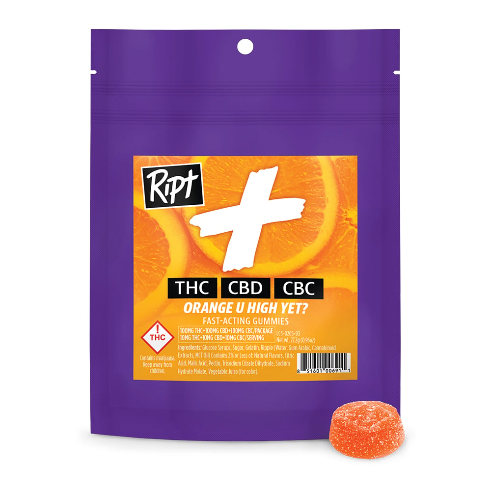 1:1:1 CBD + CBC - Orange U High Yet [10pk] (100mg THC/100mg CBD/100mg CBC) by Ript