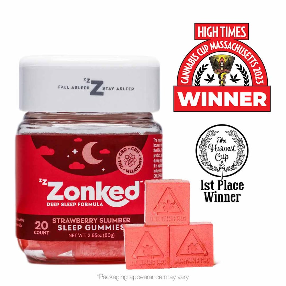 1:1:1 Zzzonked Strawberry Slumber Gummies [20pk] ( CBD:CBN:THC) by Zzzonked