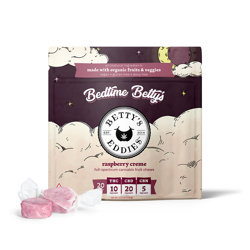 Bedtime Betty's Raspberry Creme [20pk] (200mg THC/400mg CBD/100mg CBN) by Betty's Eddies