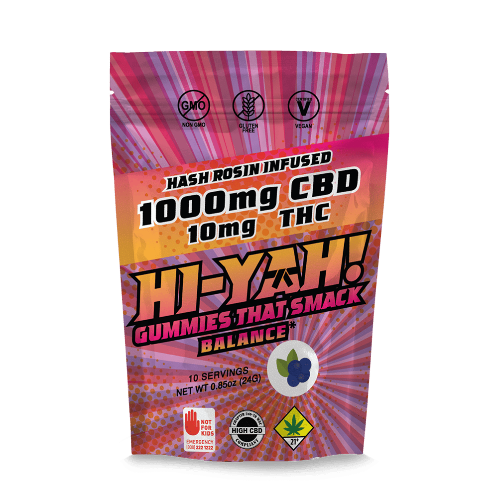 100:1 Blueberry Gummies [10pk] (1000mg CBD/10mg THC) by HI-YAH