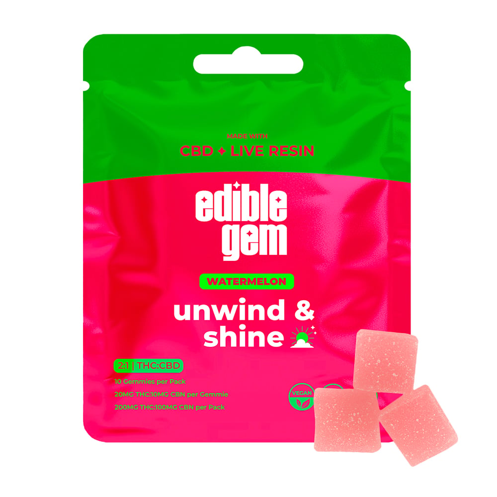 2:1 Unwind & Shine - Watermelon [10pk] (200mg THC/100mg CBD​) by Edible Gem