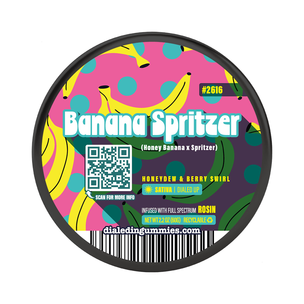 100mg - Banana Spritzer #2616 - Rosin Gummies (10pk) by Dialed In Gummies