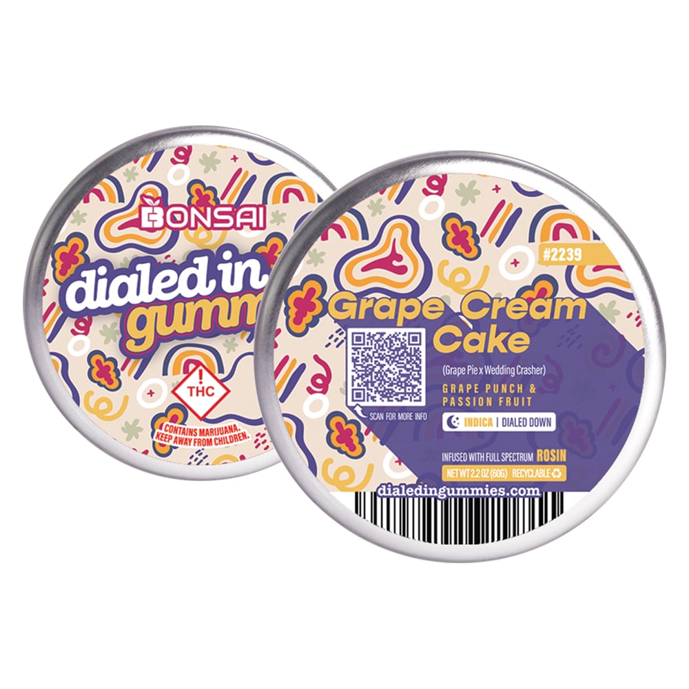 100mg - Grape Cream Cake #2239 - Rosin Gummies (10pk) by Dialed In Gummies