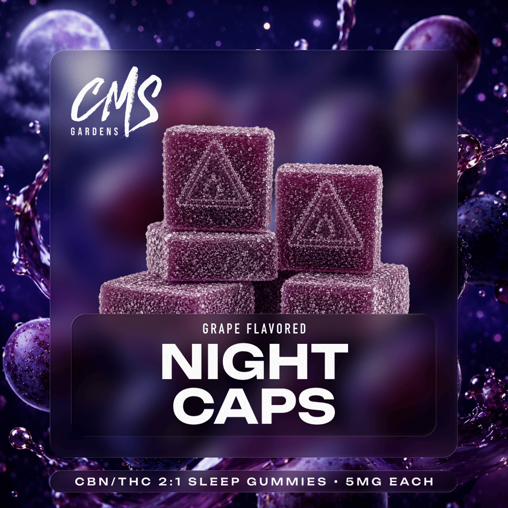 NightCaps – Grape [20pk] (100mg THC/200mg CBN) by CMS Gardens