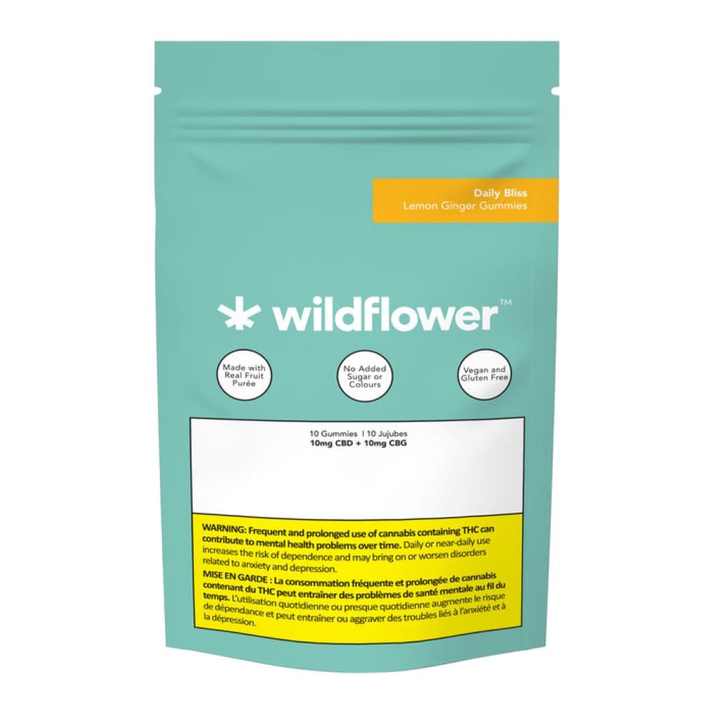 Daily Bliss Lemon Ginger [10pk] (10mg CBD/10mg CBG) by Wildflower