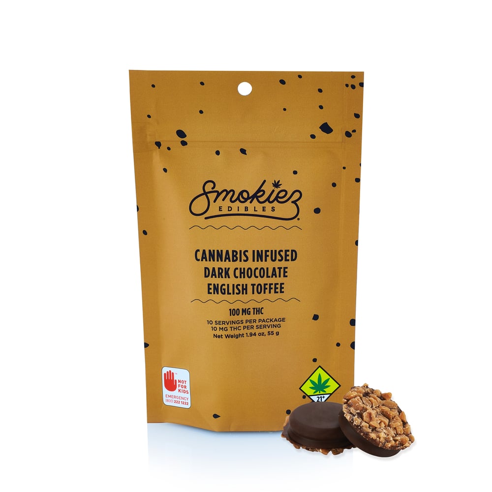 Dark Chocolate English Toffee [10pk] (100mg THC) by Smokiez