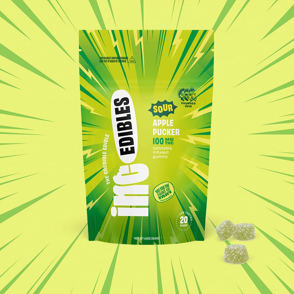 Inc.edibles 20 Pack Sour Apple Pucker THC Gummies 01117 by (inc)edibles
