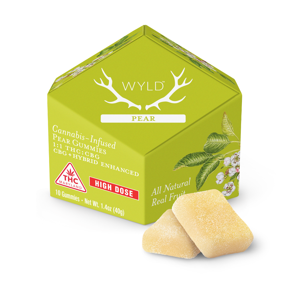 *HIGH DOSE* Pear 1:1 CBG + Hybrid Enhanced Gummies | 400mg by WYLD