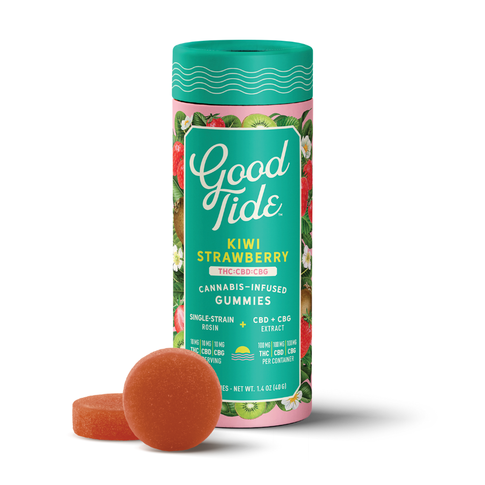 Kiwi Strawberry 1:1:1 CBD + CBG Single-Strain Rosin Gummies | Refreshing | 100mg by Good Tide