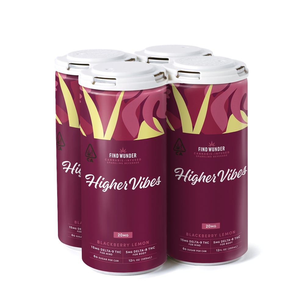 Higher Vibes Blackberry Lemon 4pk (10mg THC/10mg Delta-8) by FIND WUNDER