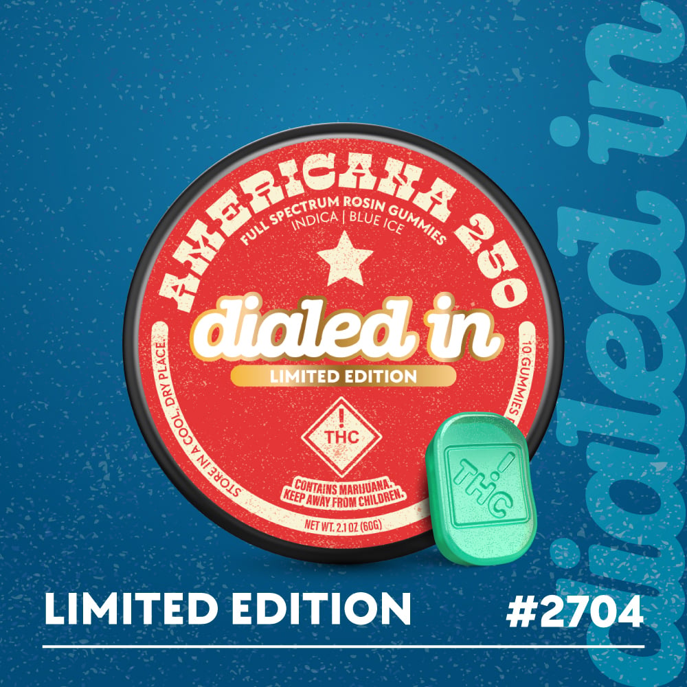 100mg - Americana 250 #2704 - Rosin Gummies (10pk) by Dialed In Gummies