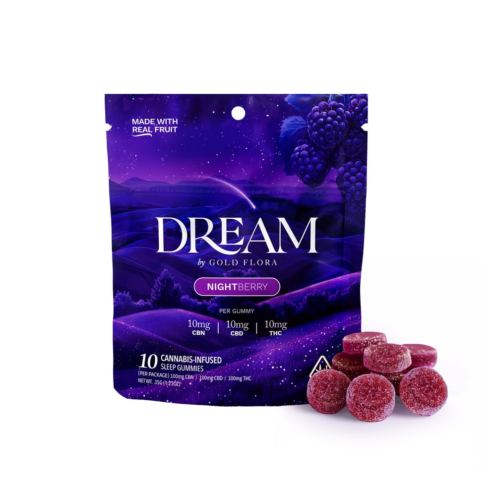 Dream Nightberry [10pk] (100mg CBN/100mg CBD/100mg THC) by Gold Flora