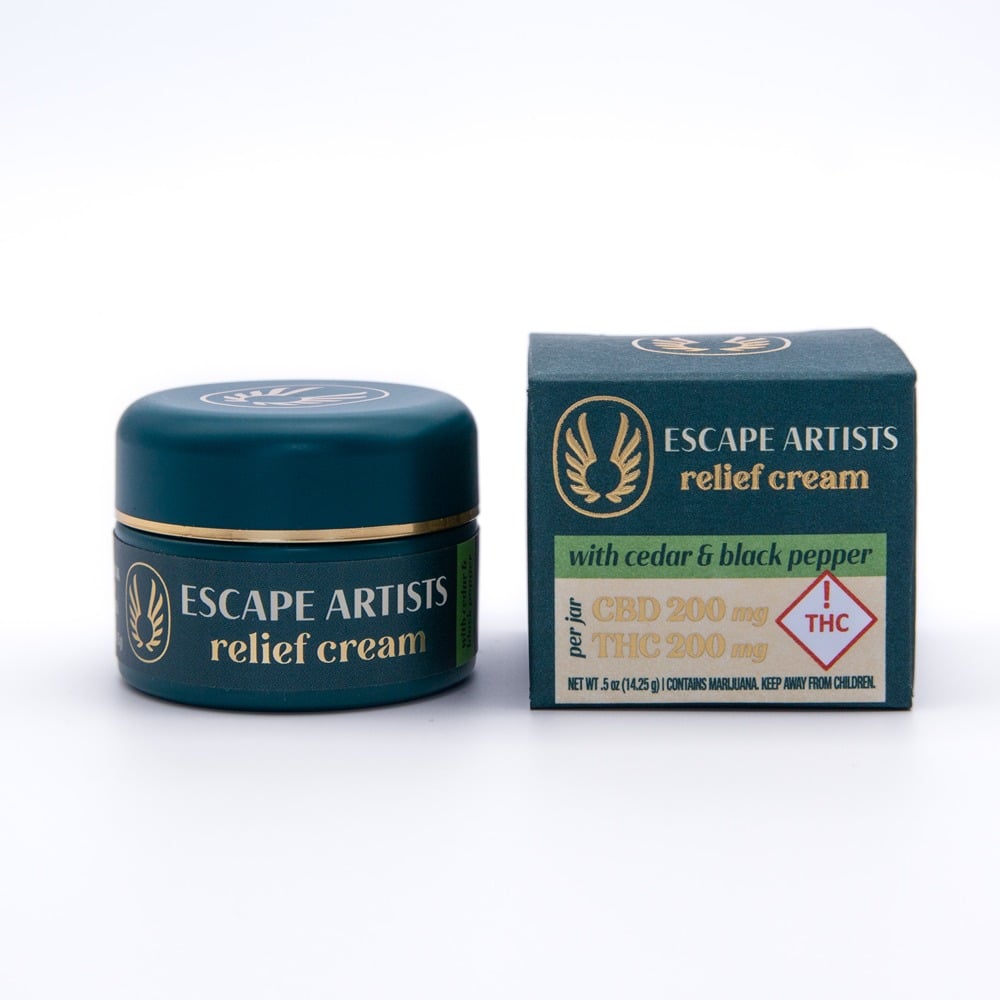 1:1 Relief Cream - Cedar & Black Pepper [0.5oz] (200mg CBD/200mg THC) by Escape Artists