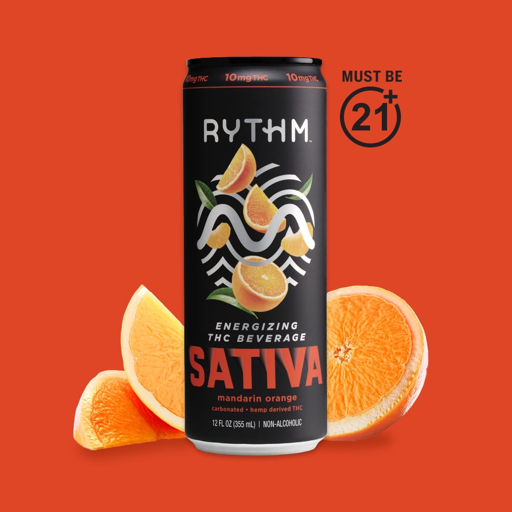 Sativa Mandarin Orange Beverage- THC [12oz] (10mg THC) by RYTHM