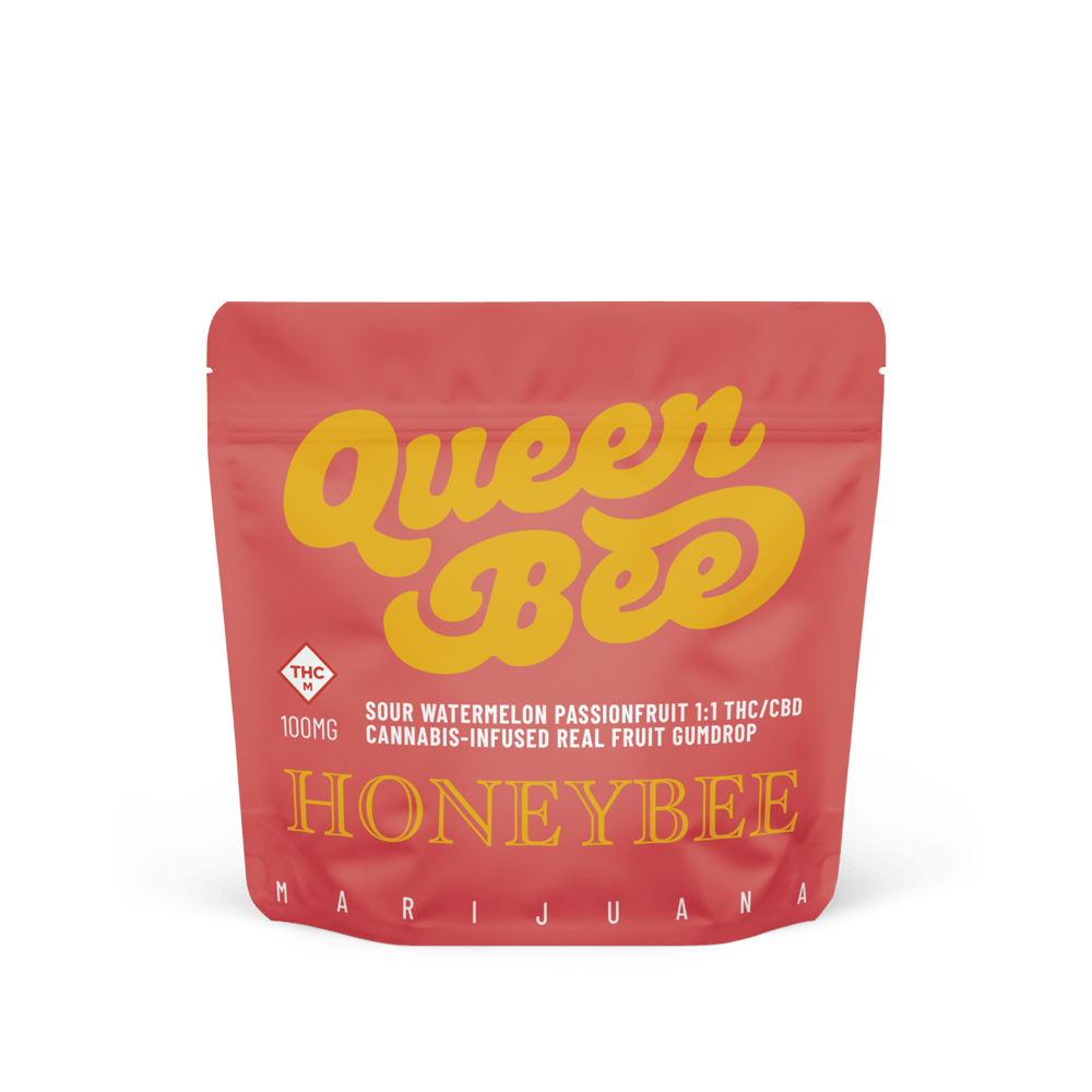 Sour Watermelon Passionfruit 1:1 Gumdrop [1pk] (100mg THC/100mg CBD) by Honeybee