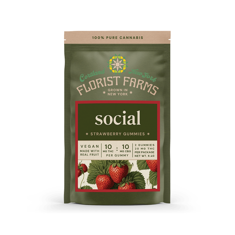 Social | Strawberry Gummies | 2pk (20mg THC/20mg CBG) by Florist Farms