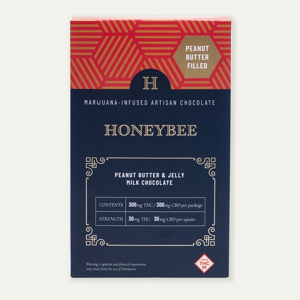 PB&J Filled Chocolate Bar (300mg CBD/300mg THC) by Honeybee