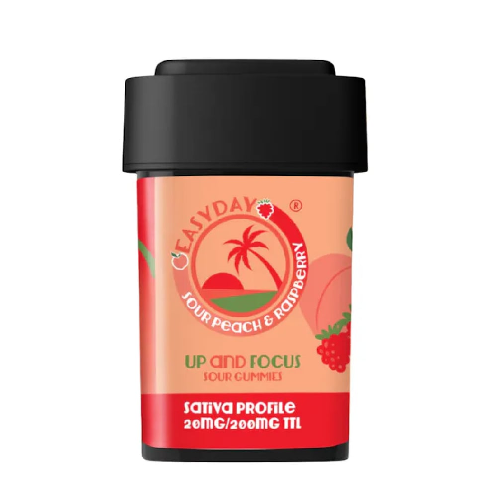 Sour Peach & Raspberry Up & Focus [10pk] (200mg) by Easyday Edibles