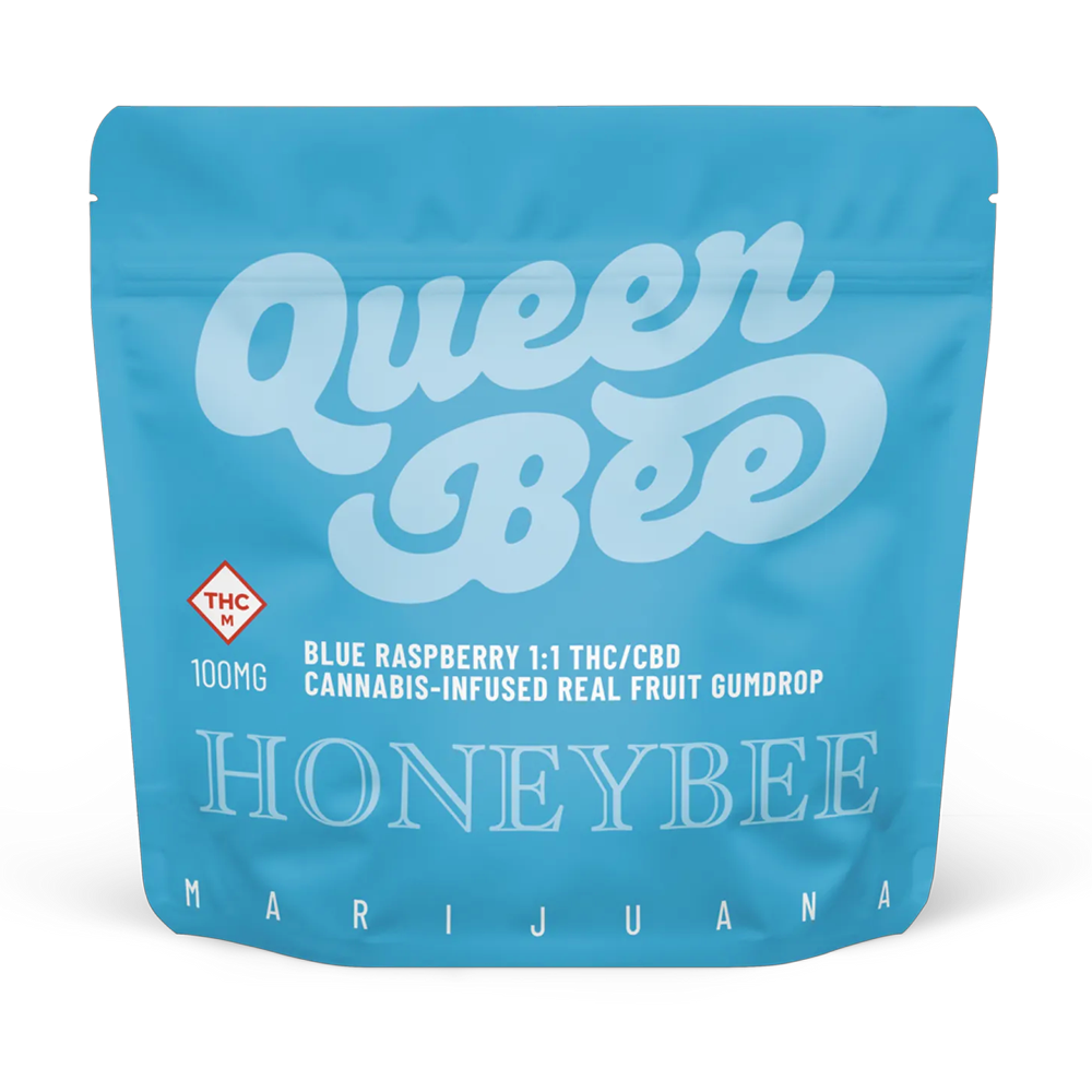 Blue Raspberry 1:1 Gumdrop [1pk] (100mg THC/100mg CBD) by Honeybee