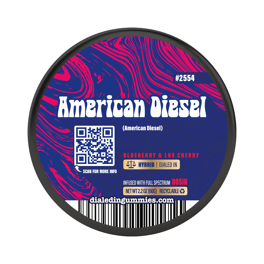 100mg - American Diesel #2554 - Rosin Gummies (10pk) by Dialed In Gummies