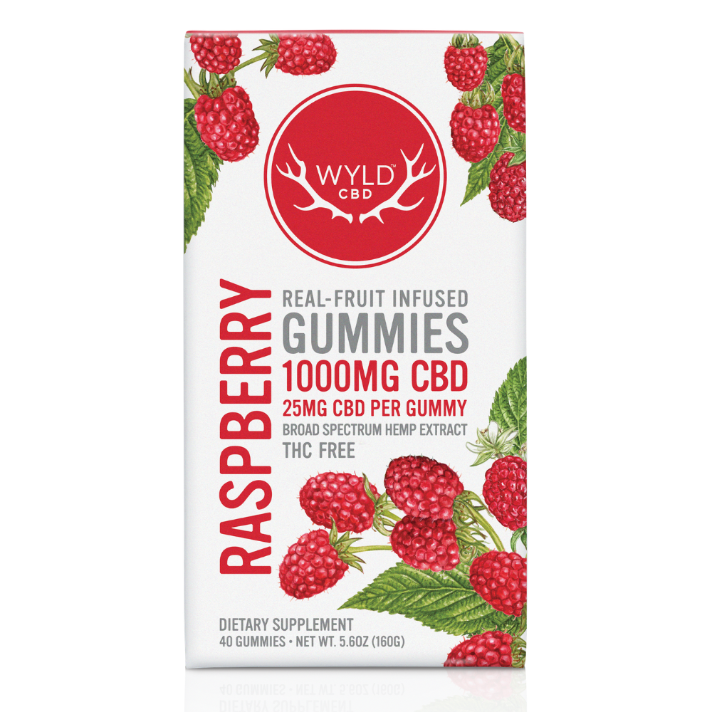 1000mg Raspberry CBD Gummies | 40-pack by WYLD CBD