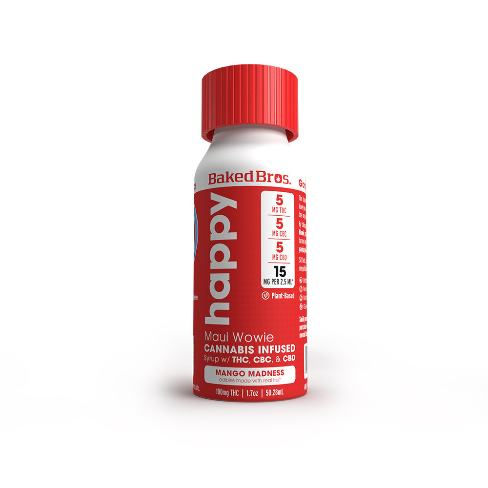 Baked Bros Happy: 100mgTHC : 100mgCBD : 100mgCBC : Mango Madness Syrup (Maui Wowie) by Baked Bros™