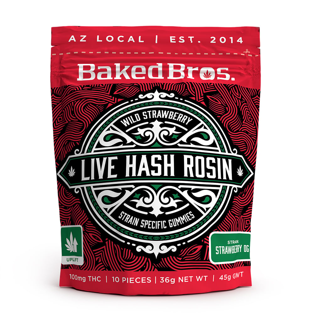 Baked Bros Live Hash Rosin Wild Strawberry 100mg Gummies by Baked Bros™