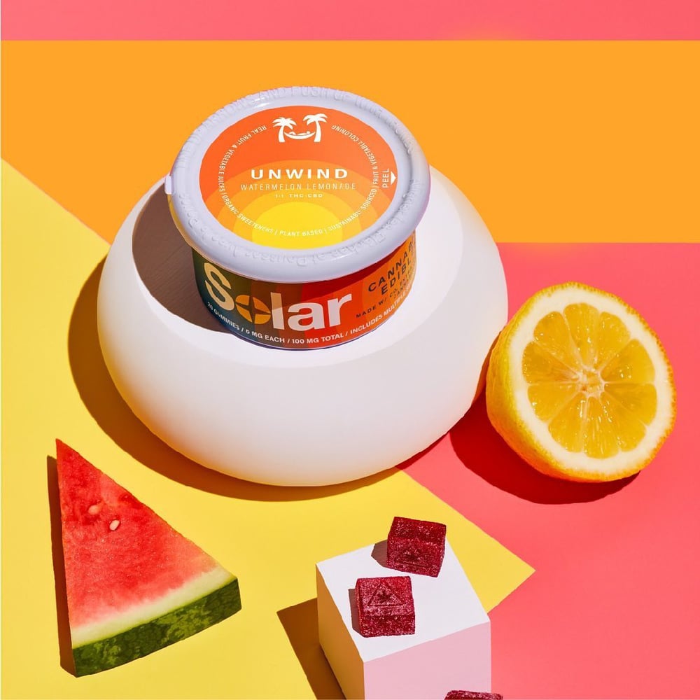 1:1 Watermelon Lemonade - Unwind [20pk] (100mg) by Solar Cannabis Co