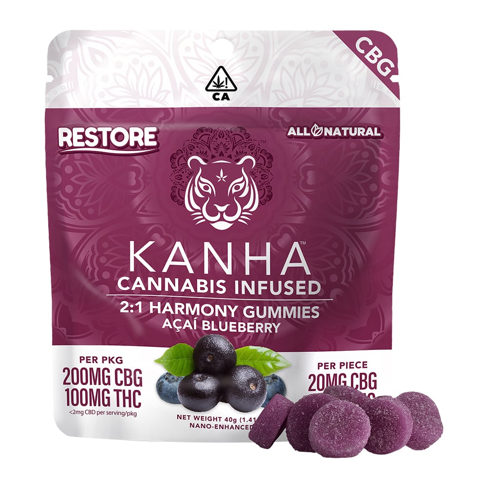 PROMO - KANHA - Harmony Restore 2:1 Acai Blueberry [10pk] (200mg CBG /100mg THC) by PROMO